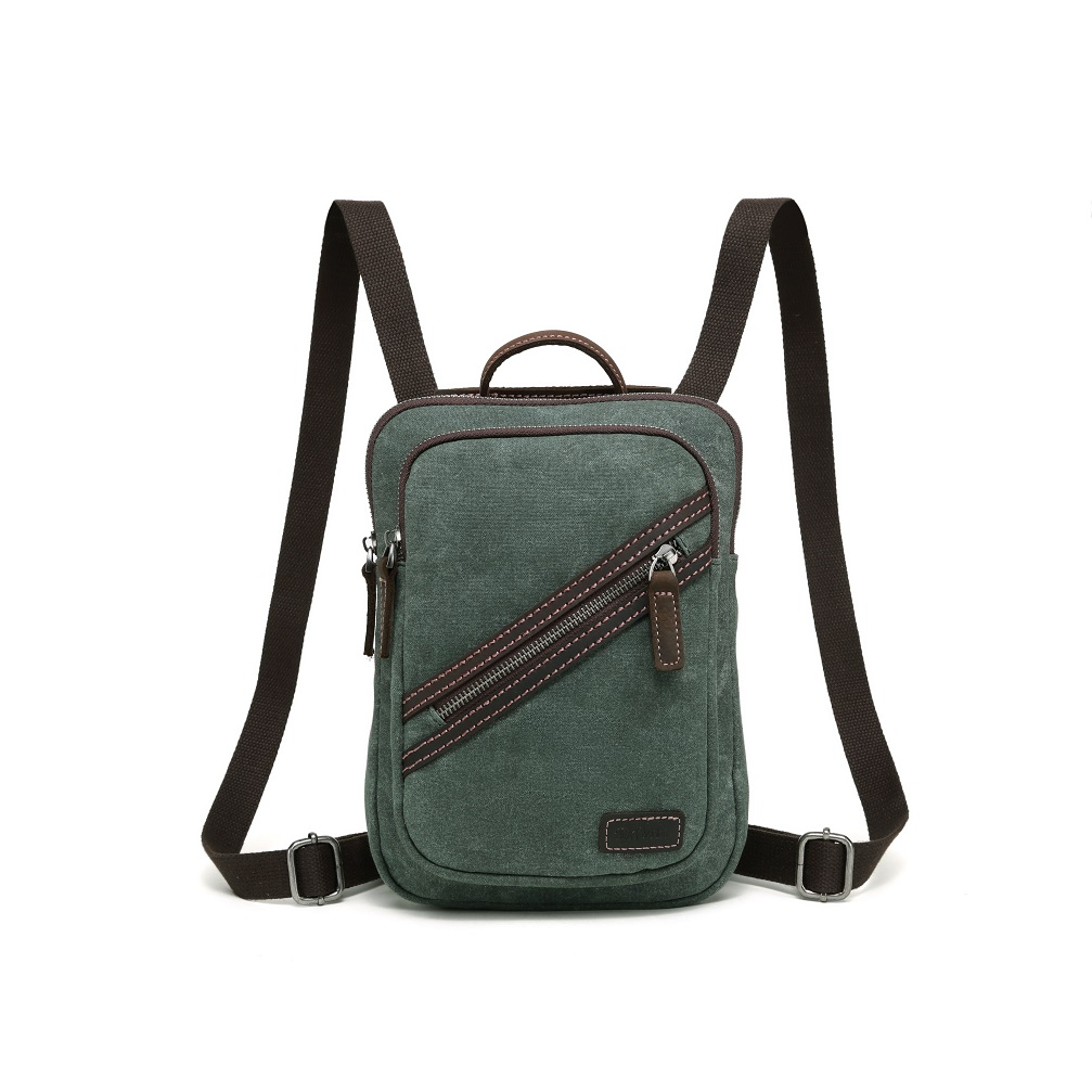 Multifunctional Small Waxed Canvas Backpack MF 334 (Black) – Davan Designs